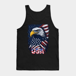 4th of July American Flag USA Memorial Patriotic Eagle Pride Tank Top